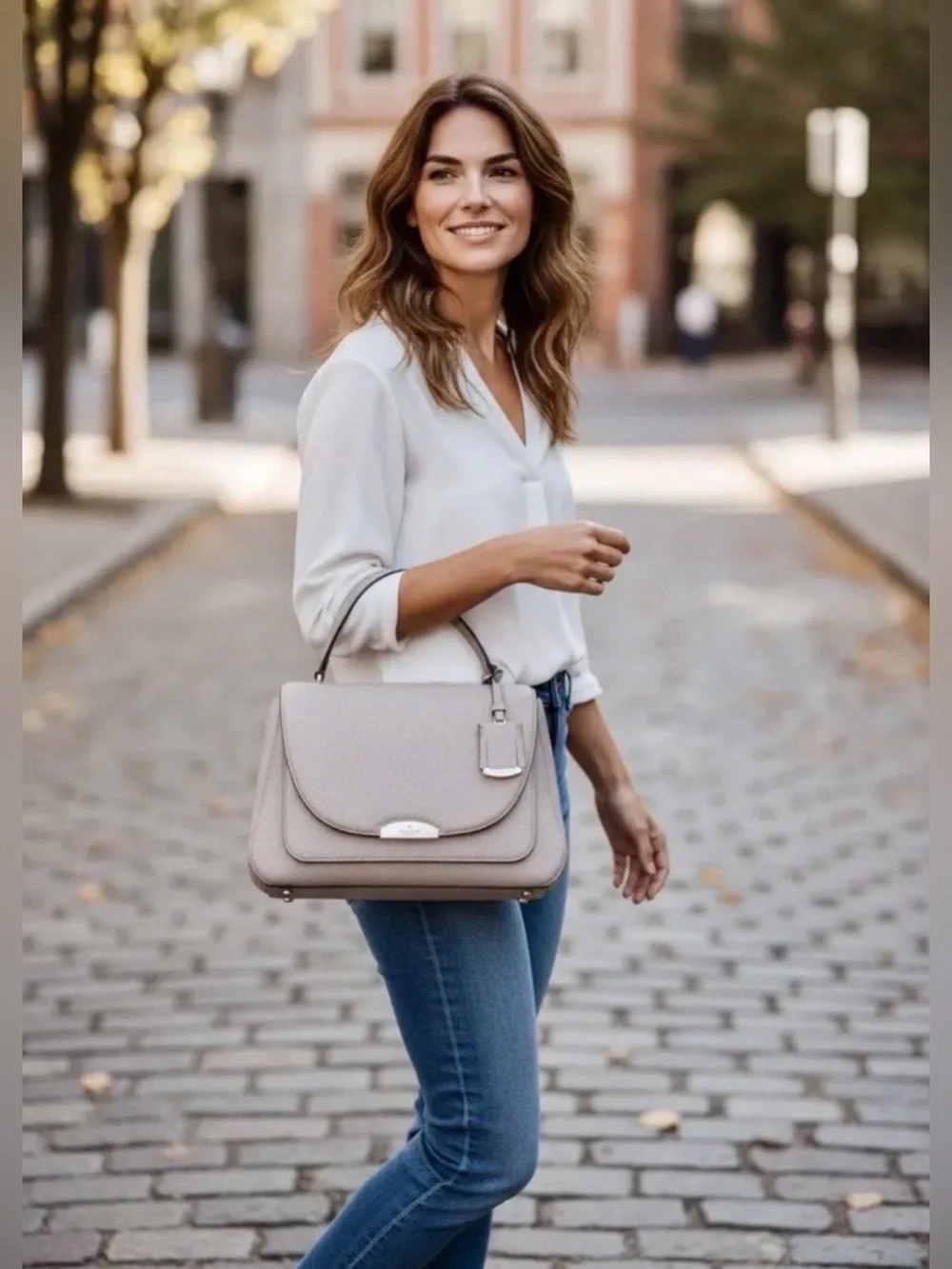 KATE SPADE PINE GROVE WAY ALEXYA  SATCHEL EGG SHELL.